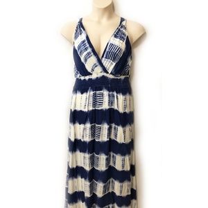 She's Cool Batik Stretch Maxi Dress Navy White